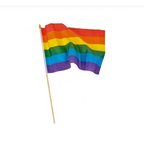 BANDERA ARCOIRIS CON ASTA ( 12 Pz )