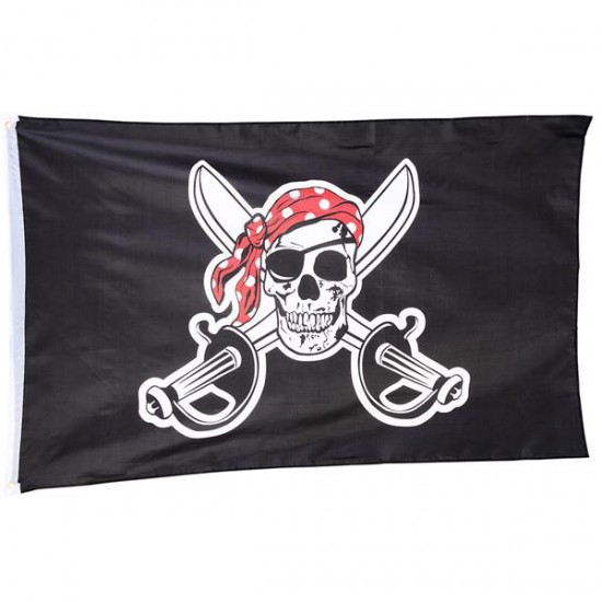 BANDERA DE PIRATA 1.50 x .90 M BANDERA DE PIRATA 1.50 x .90 M