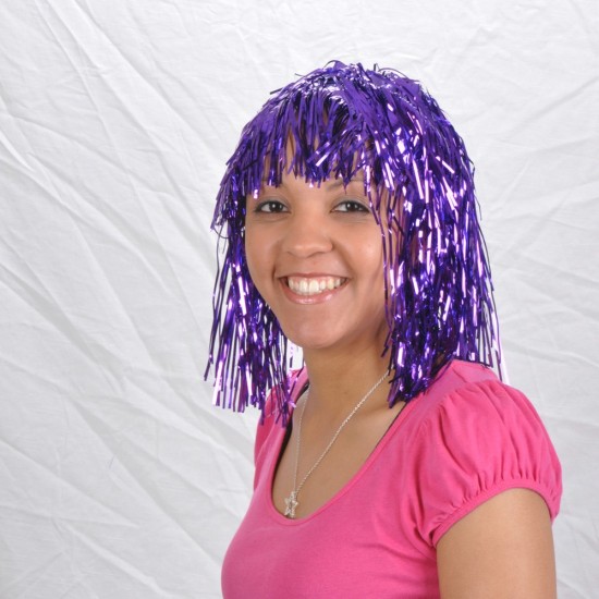PELUCA METÁLICA COLOR MORADO ( 12 Pz ) PELUCA METÁLICA COLOR MORADO ( 12 Pz )