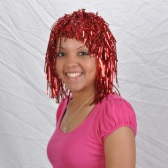 PELUCA METÁLICA COLOR ROJO ( 12 Pz )